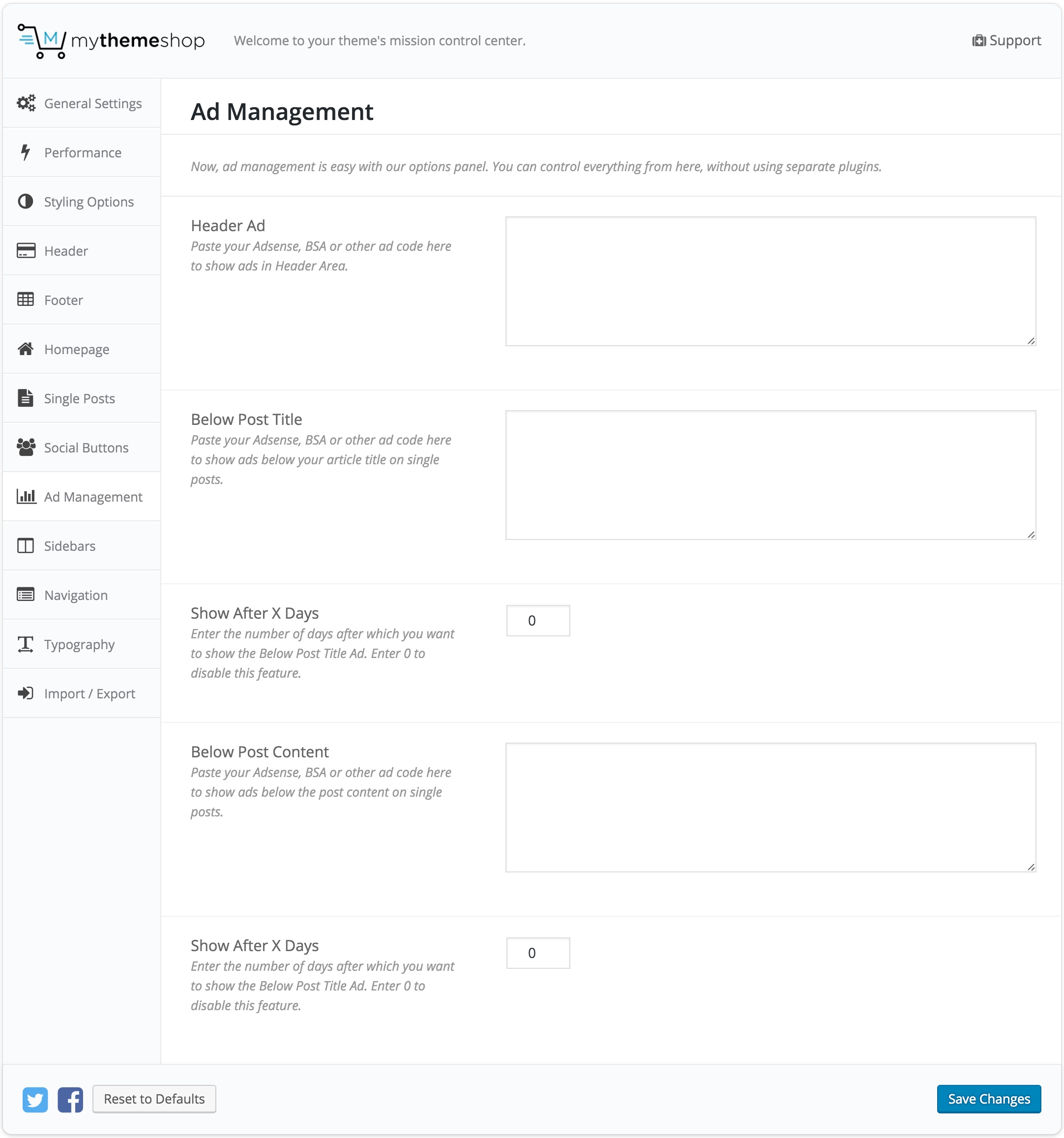 Authority Ad Settings